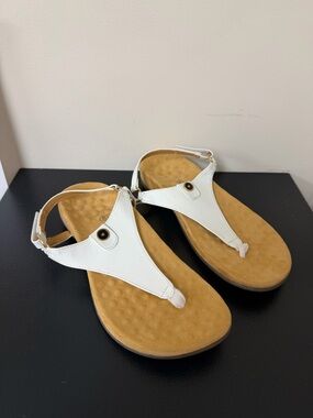 Women's White T-Style Comfort Sandals with Cushioned Footbed